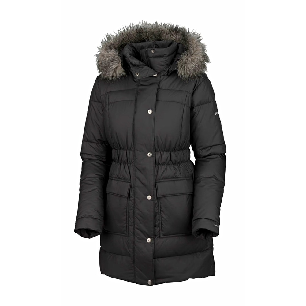 Columbia Mercury Maven Long Down Puffer Jacket Black Faux Fur Hood Women's S